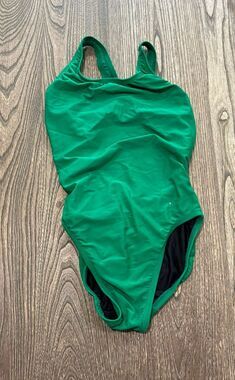 Dolfin Womens Swimsuit One Piece Swimwear Scoop Neck Open Back Green Size 30